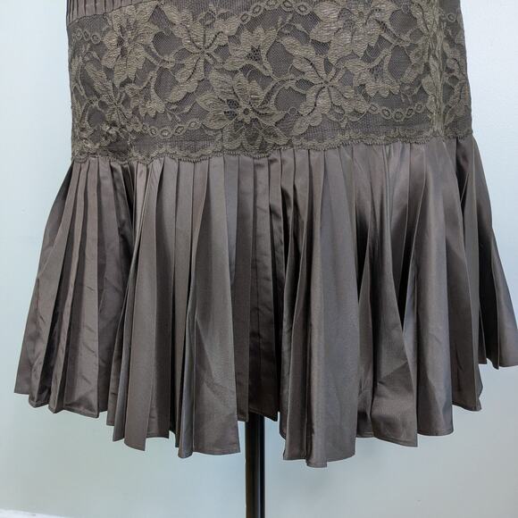 Midi Dress Cocktail Gown M Brown Silk Y2K Lace Banana Republic Strapless Glam - Picture 2 of 12